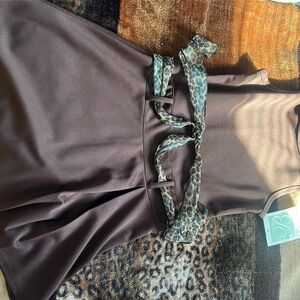 Girls Sleeveless Dress with Leopard Tie